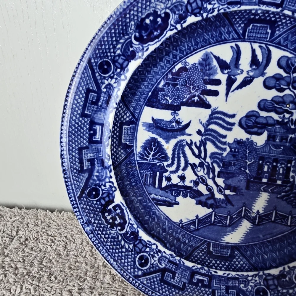Blue Willow 7-5/8 Plate Staffordshire J.M.&S. DERP BLUE
